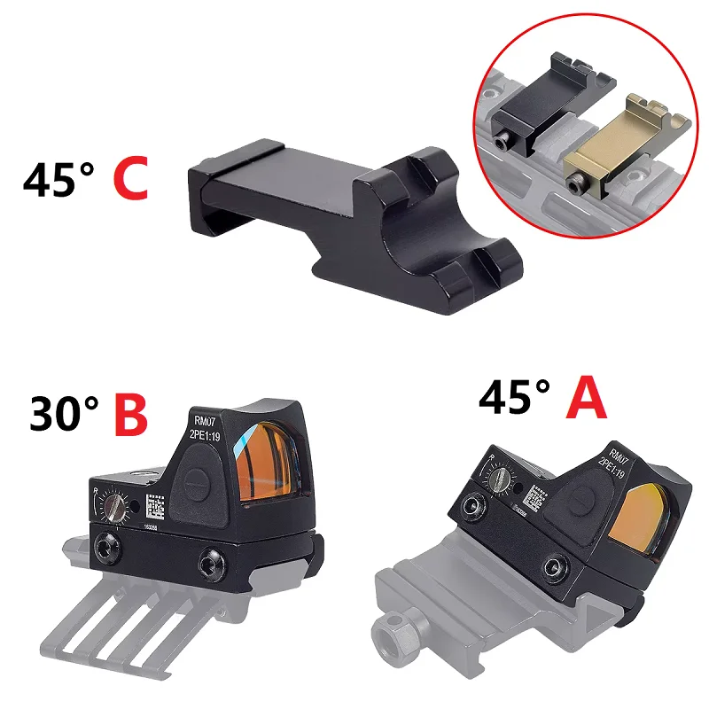 Adaptador angular Picatinny 20mm para linterna táctica y láser - imagen 3