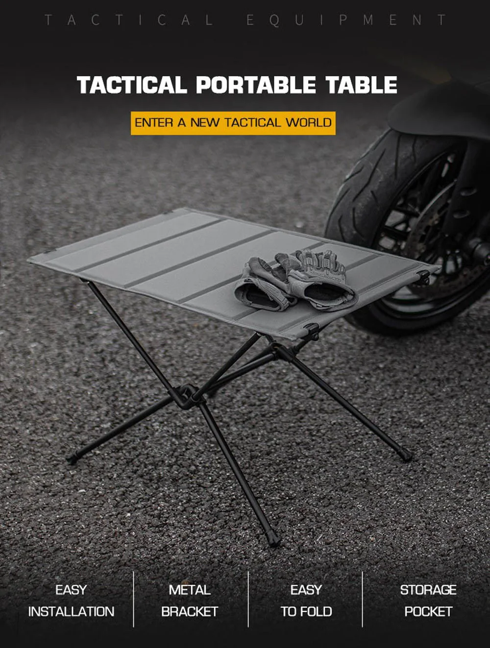Mesa plegable táctica portátil de aleación de aluminio