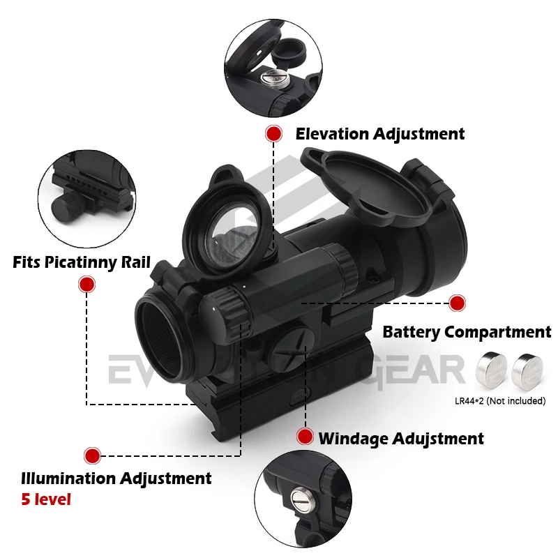 Tactical PRO mira punto rojo reflex con montaje y separador - imagen 4