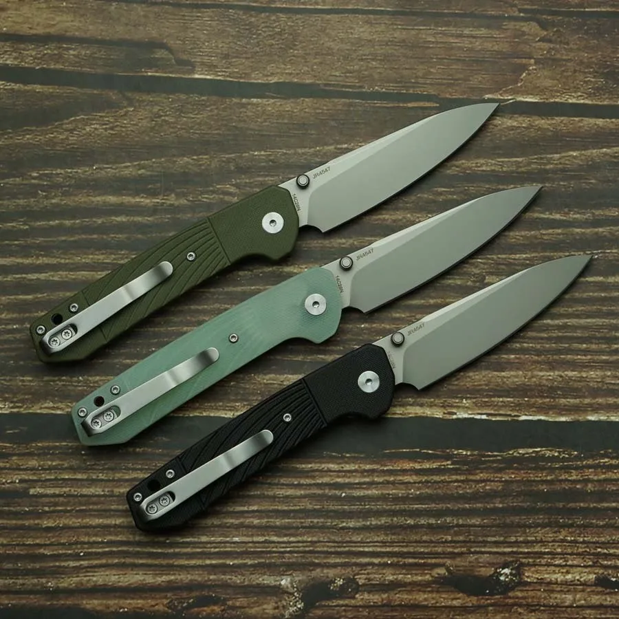 LEMIFSHE JR4547 Cuchillo plegable acero 14C28N hoja y mango G10