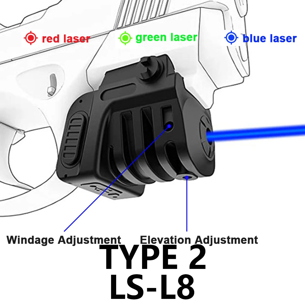 Mira Láser Airsoft Recargable USB Rojo y Verde - imagen 2
