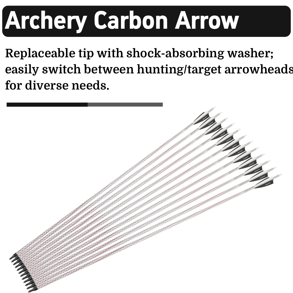 Spine500 Flechas de Carbono Mixto para Caza, Puntas fijas acero inox - imagen 5