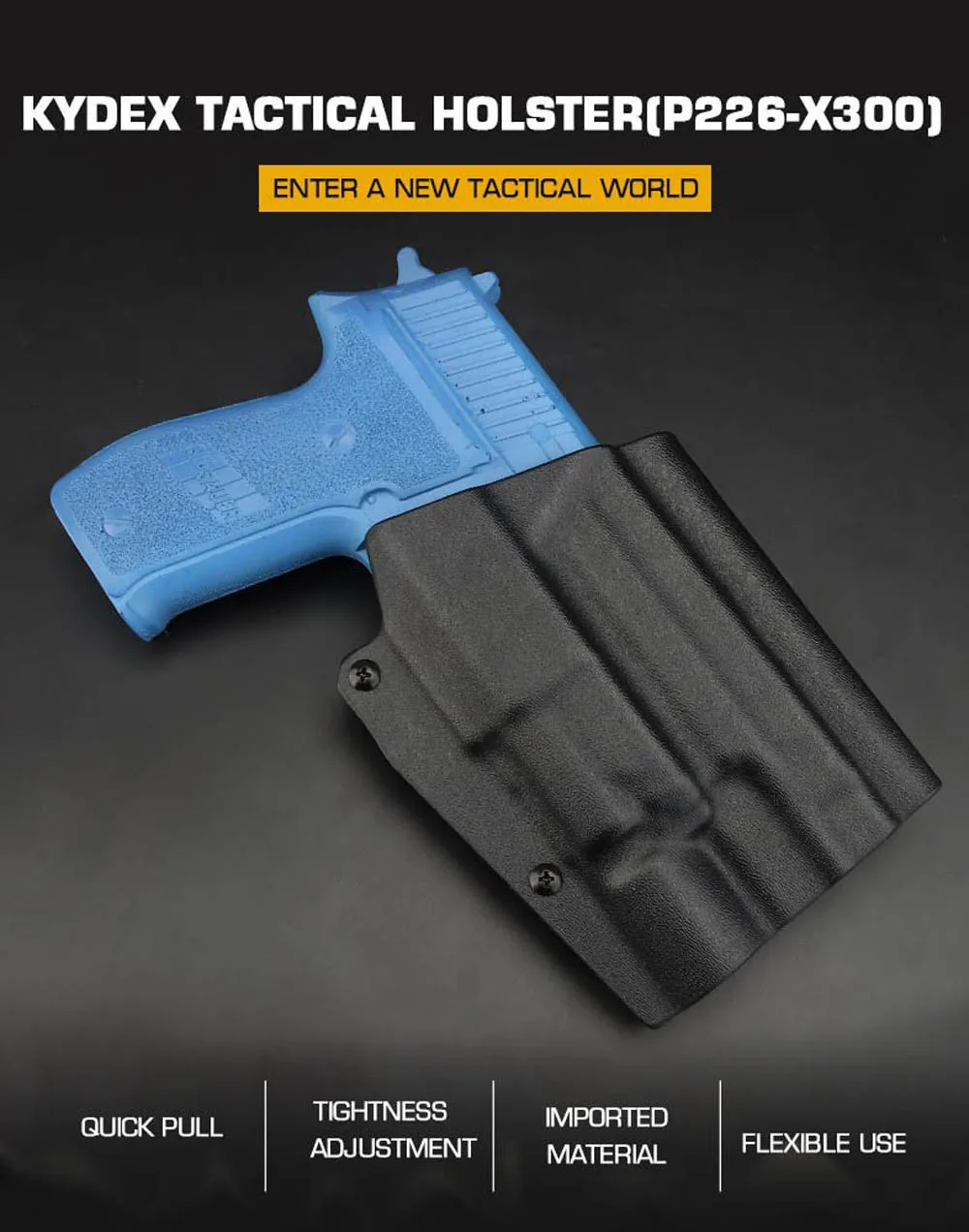 Detalle del montaje tipo MOLLE en la funda Kydex