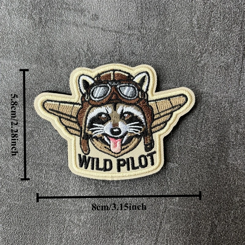 Parche bordado táctico Mapache WILD PILOT con velcro - imagen 5