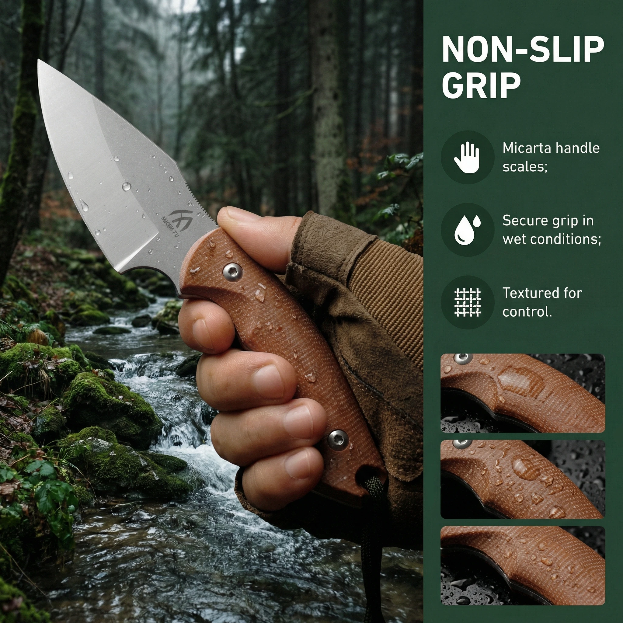 Space Flax cuchillo de hoja fija para exteriores con funda ecológica - imagen 5