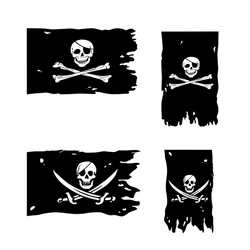 Bandera pirata Jolly Roger doble calavera con cuchillo Rackham