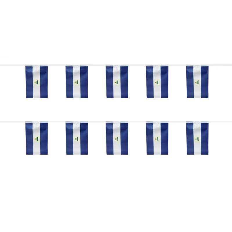 Banderín bandera Nicaragua en guirnalda poliéster para fiestas - imagen 3