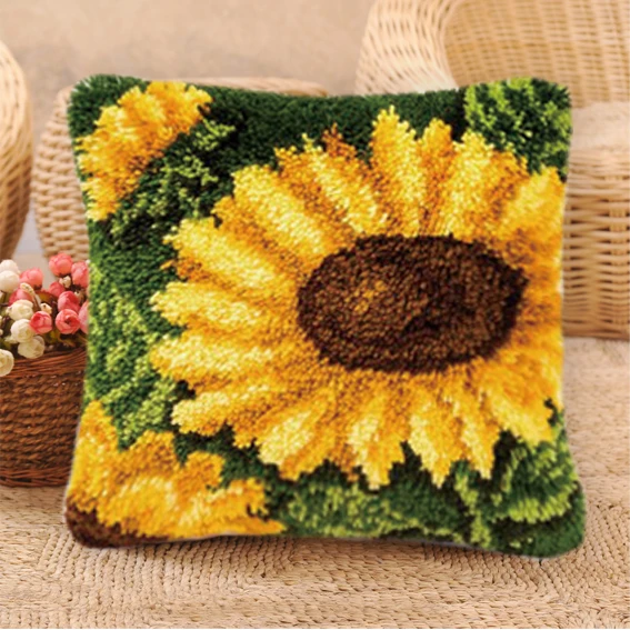 Kit alfombra de gancho Sunflower – bordado sin terminar, bricolaje - imagen 4