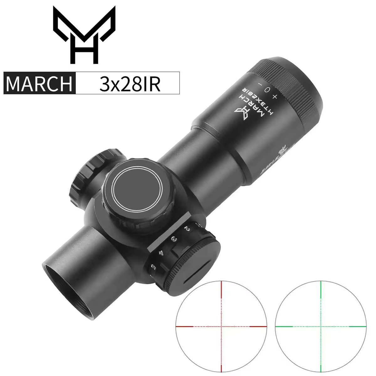 Mira telescópica táctica HT 3X28IR IR ajustable para airsoft y tiro - imagen 3