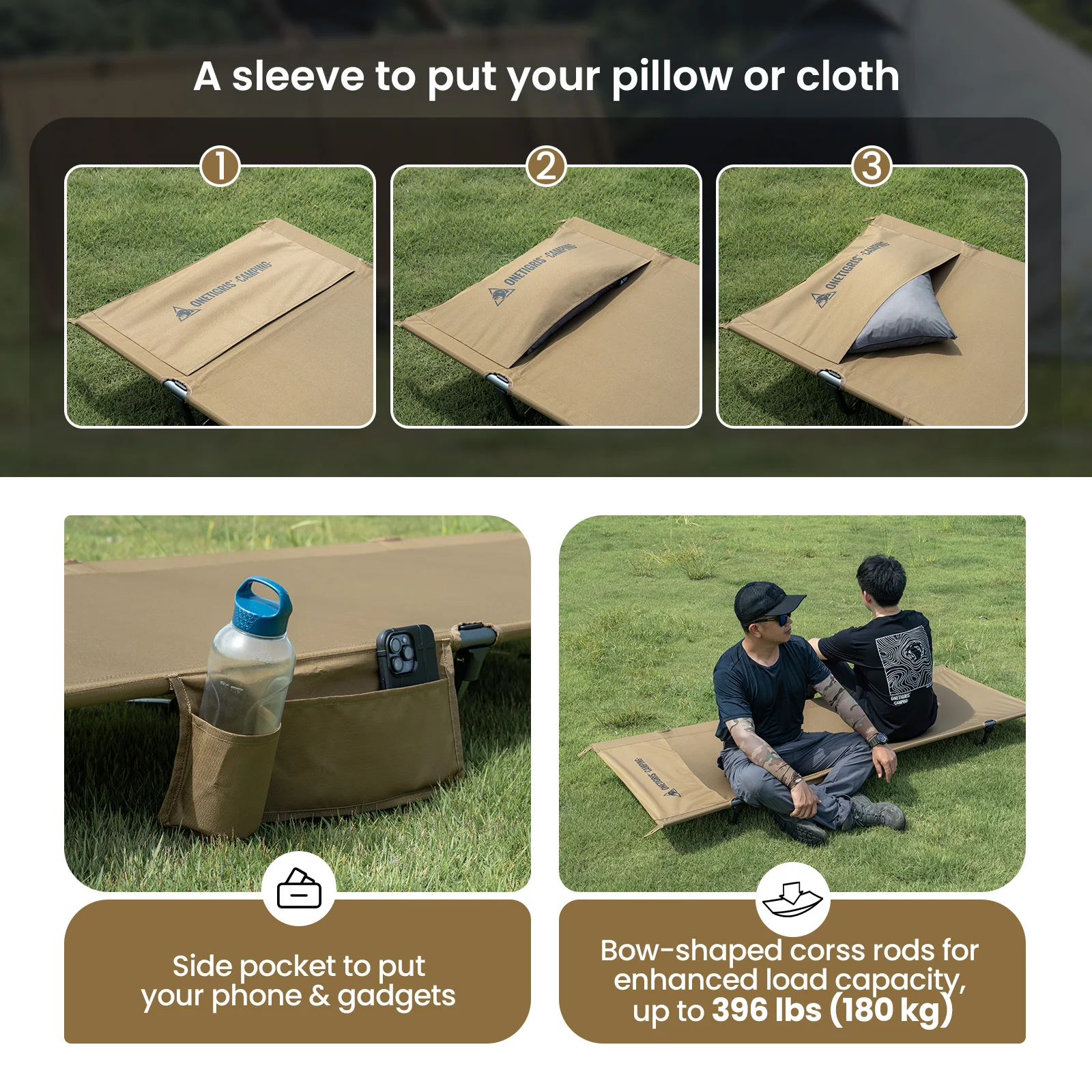 OneTigris SUPRAGRIS Cama de camping plegable ultraligera en aluminio - imagen 3
