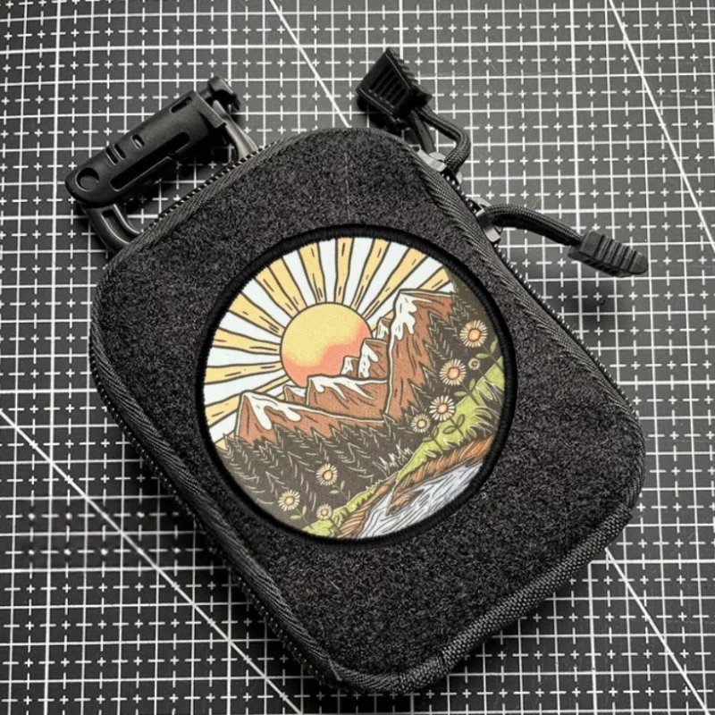 Parche táctico morale paisaje amanecer – Insignia velcro para ropa y mochila