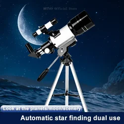 Telescopio astronómico con trípode para principiantes y estrellas
