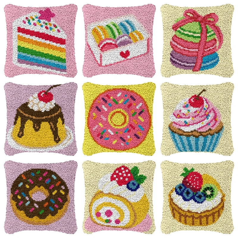 Kit bordado cojín decorativo gancho bucle postre dulce artesanal - imagen 2