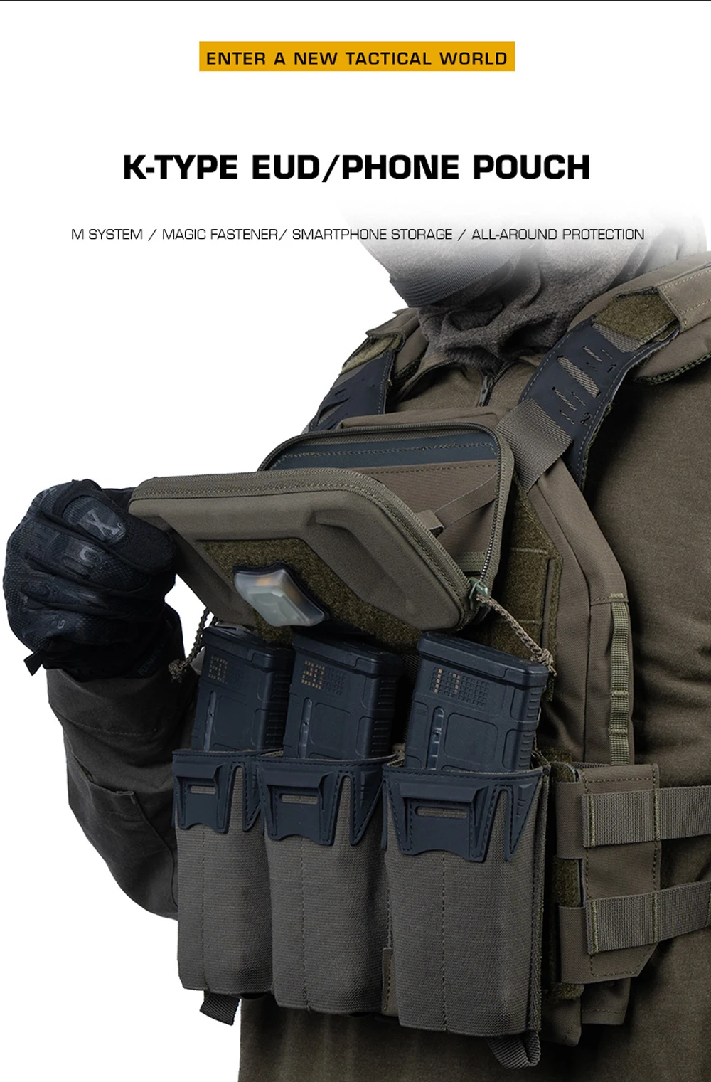 Funda táctica Tipo K para teléfono con sistema MOLLE
