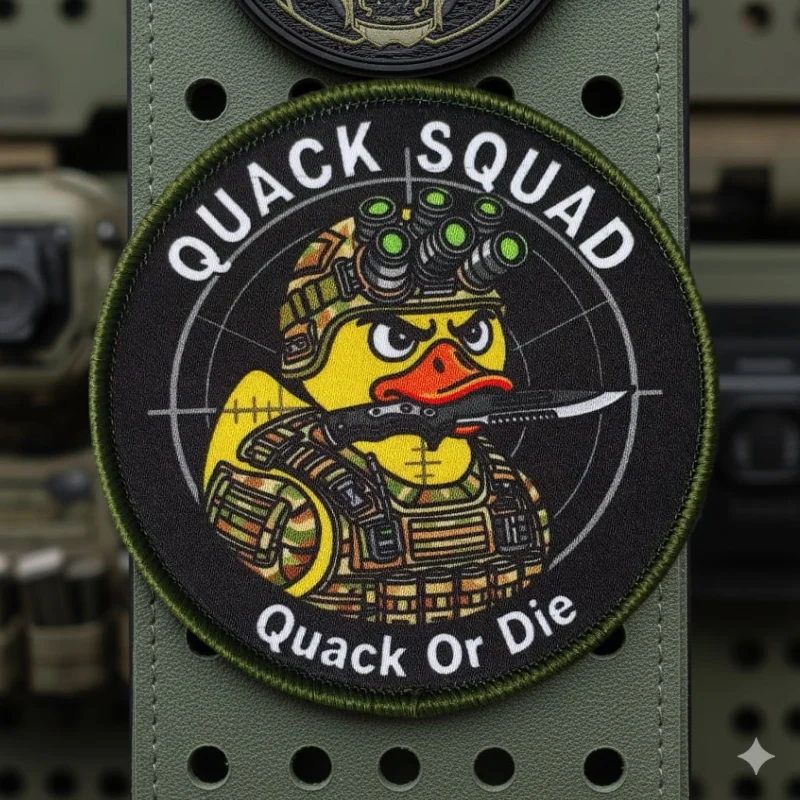 Quack or Die parche táctico velcro gancho y bucle SQUAA moral