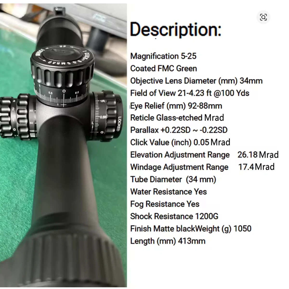 SKWoptics Mira de rifle FFP retícula focal precisa largo alcance - imagen 5