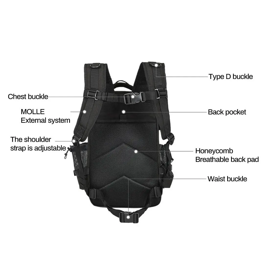 Mochila táctica MOLLE impermeable para senderismo y camping - imagen 5