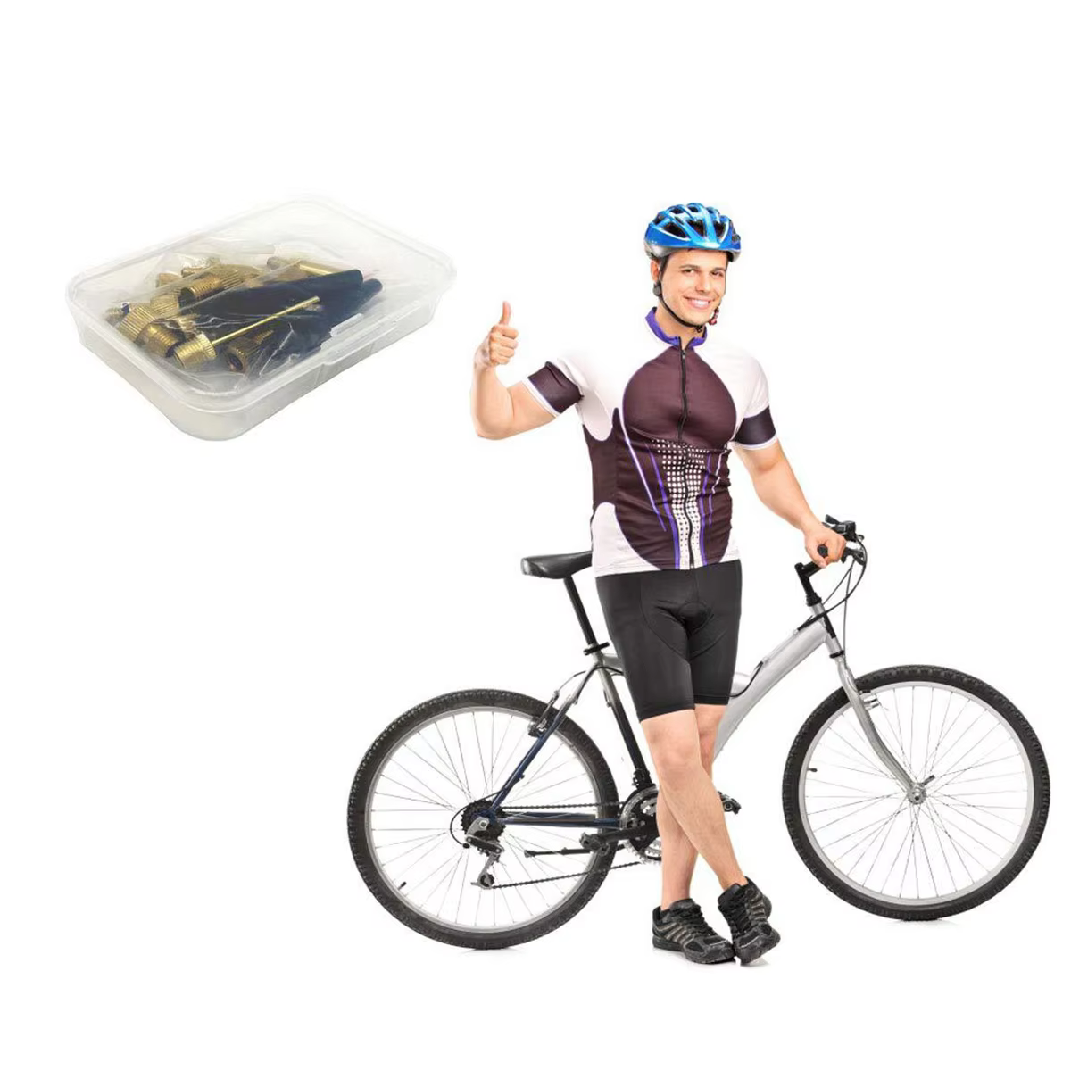 Juego de adaptadores válvula bicicleta cobre SV AV DV para bombas - imagen 4