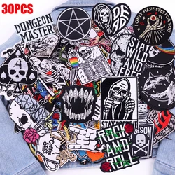 Parches bordados calavera Punk negro y blanco para planchar o coser