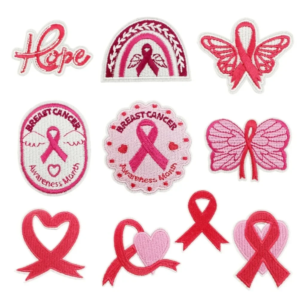Parche bordado de cinta rosa logotipo apoyo cáncer de mama - imagen 5
