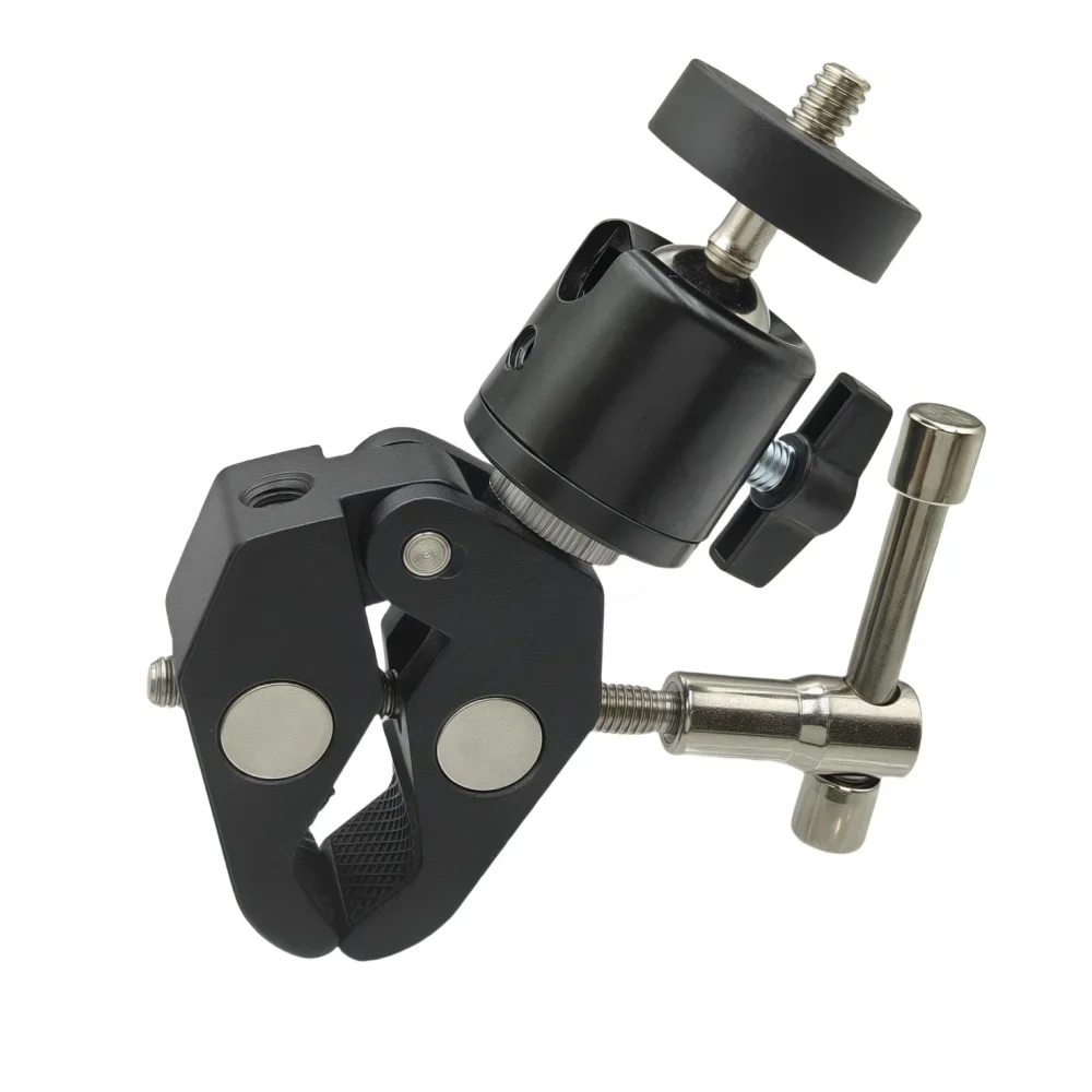 Soporte cámara Super Clamp 360° con rótula esférica y pinza MOLLE para trípode táctico - imagen 4