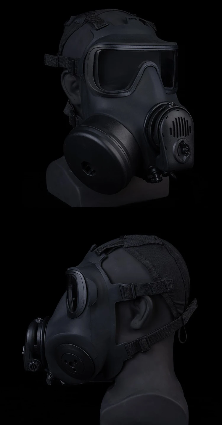 Detalle frontal del diseño táctico de la máscara FM53