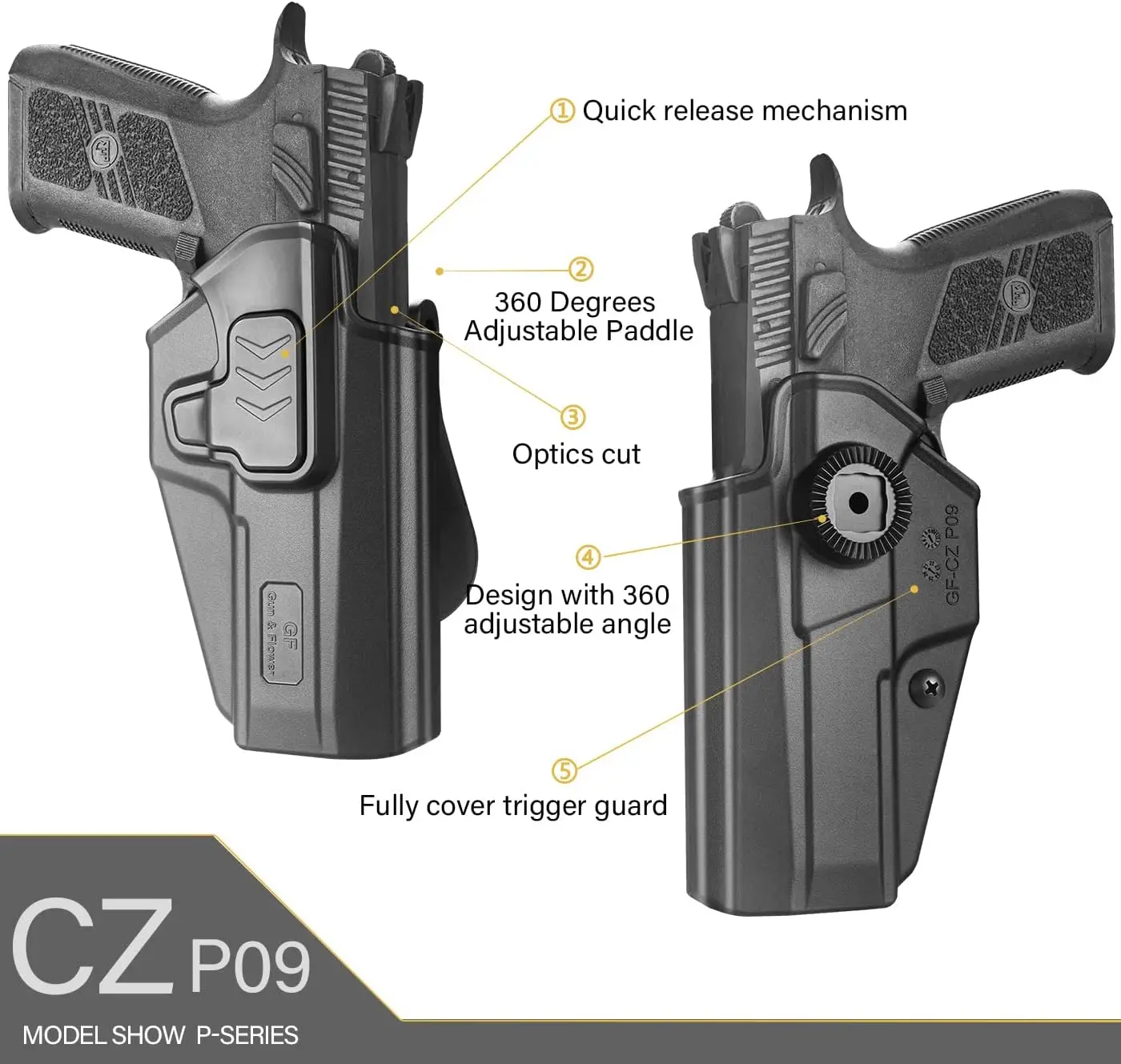 Funda CZ P09 OWB de paleta con liberación de dedo índice y canasta - imagen 4