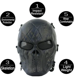 Máscara protección facial completa táctica airsoft paintball