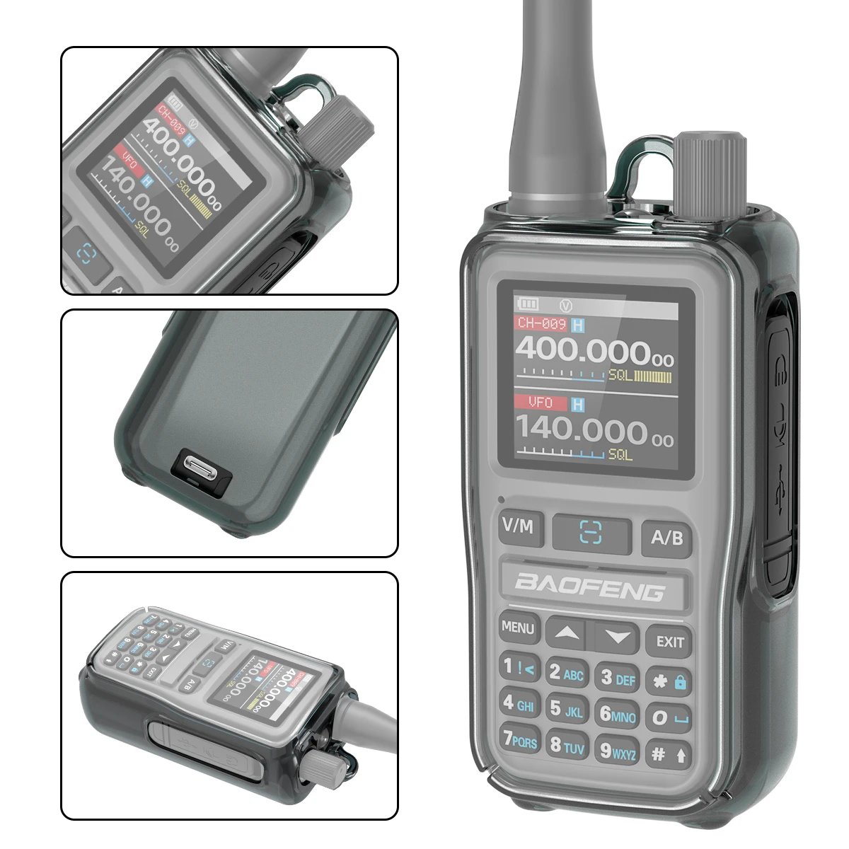 Cubierta protectora TPU transparente ABBREE para emisora Baofeng UV-5R - imagen 4