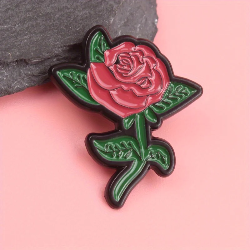 Pin de esmalte flor Crimson Bloom hiperrealista con detalles botánicos - imagen 5