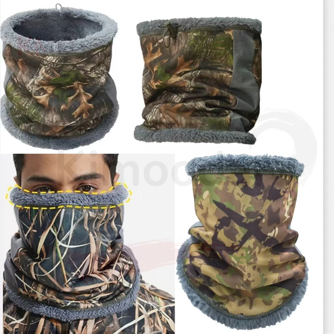 Cubierta de cuello táctica polar camuflaje, anti-viento caza aire libre - imagen 5