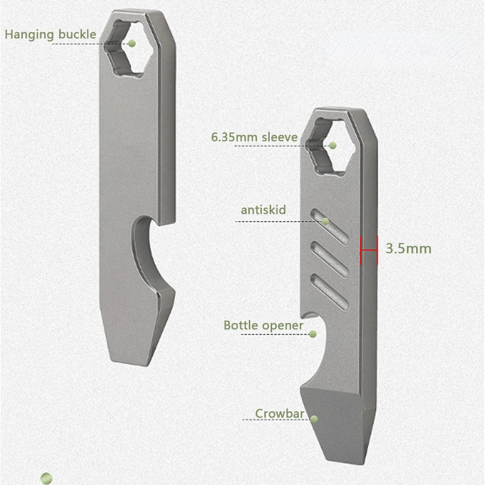 Mini abridor multiusos EDC titanio TC4 – Llave hexagonal con escala - imagen 5