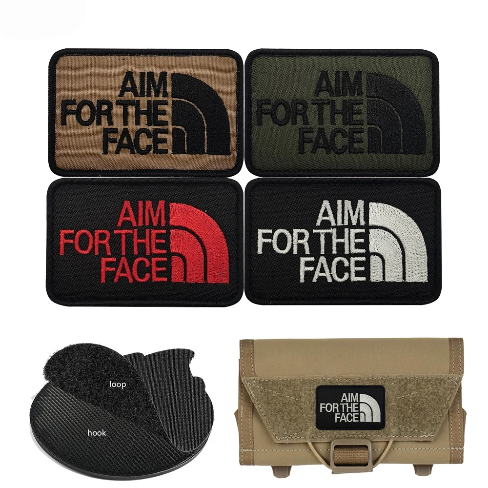 Parche táctico bordado AIM FOR THE FACE – Insignia moral militar - imagen 4