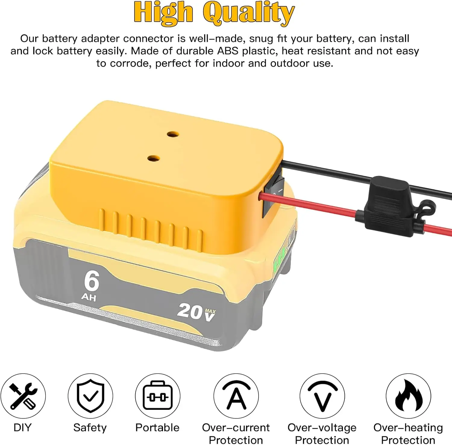 Adaptador Dewalt 20V a Power Wheels con interruptor y fusible - imagen 2