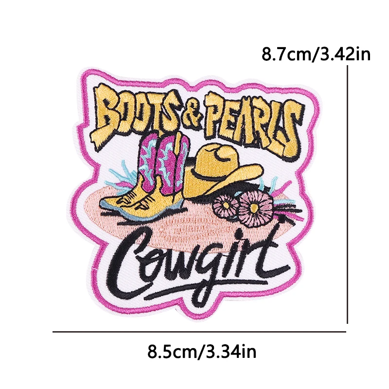 Parche bordado vaquero rosa – termoadhesivo y coser para chaqueta - imagen 3