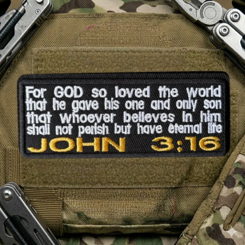 Parche bordado Juan 3:16 con velcro para chaleco táctico militar - imagen 5
