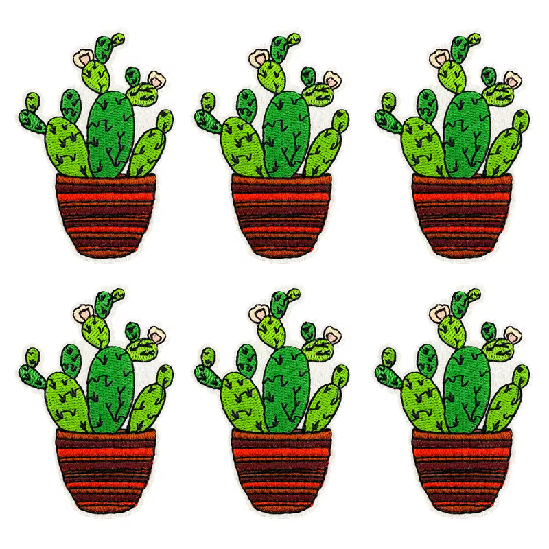 Parche termoadhesivo bordado cactus de dibujos animados para ropa - imagen 5