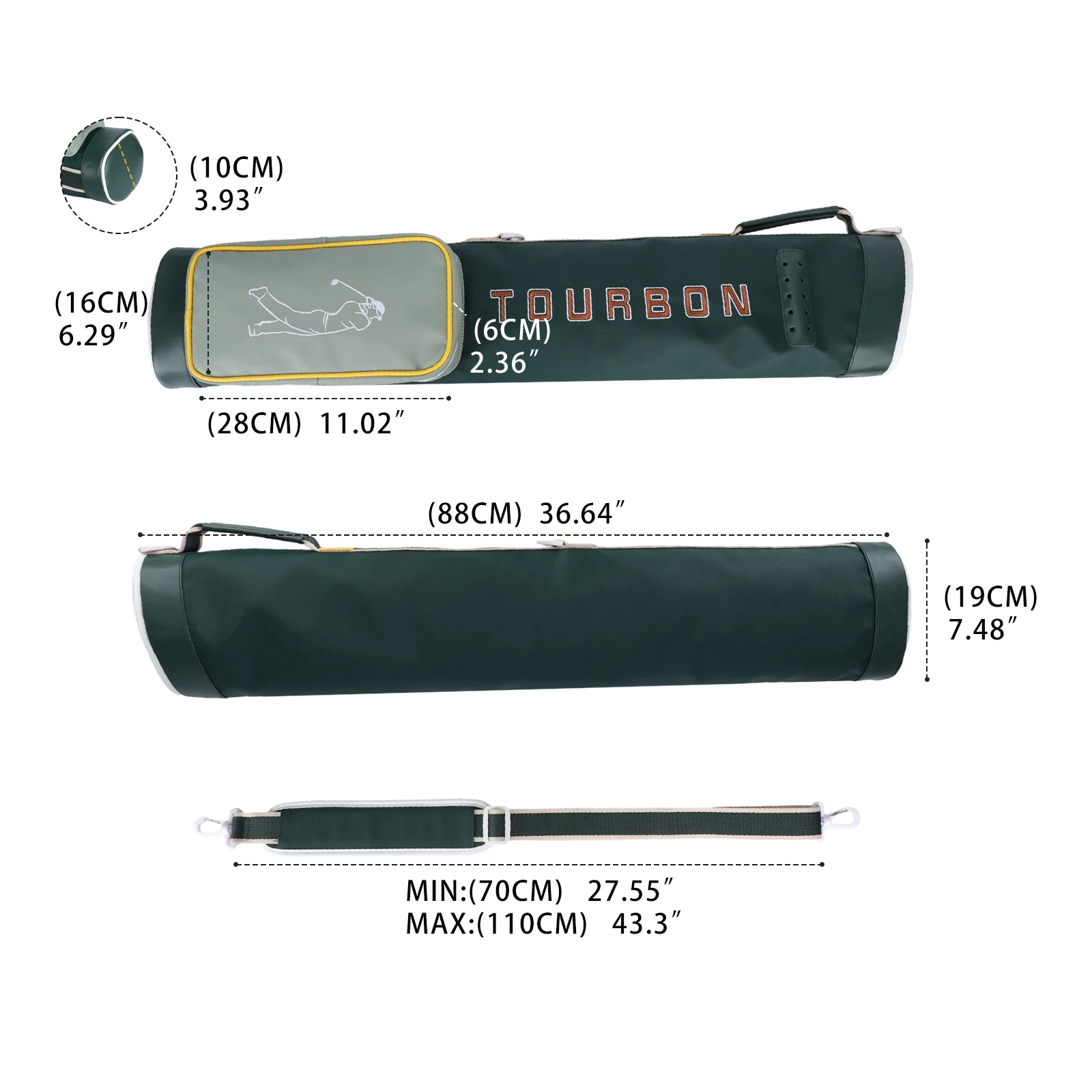 Tourbon Bolsa de golf plegable impermeable nailon con bandolera - imagen 2
