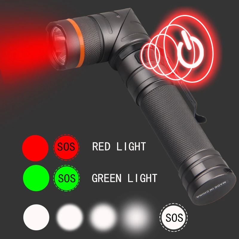 Linterna táctica de ángulo recto con luz roja, blanca y verde - imagen 4