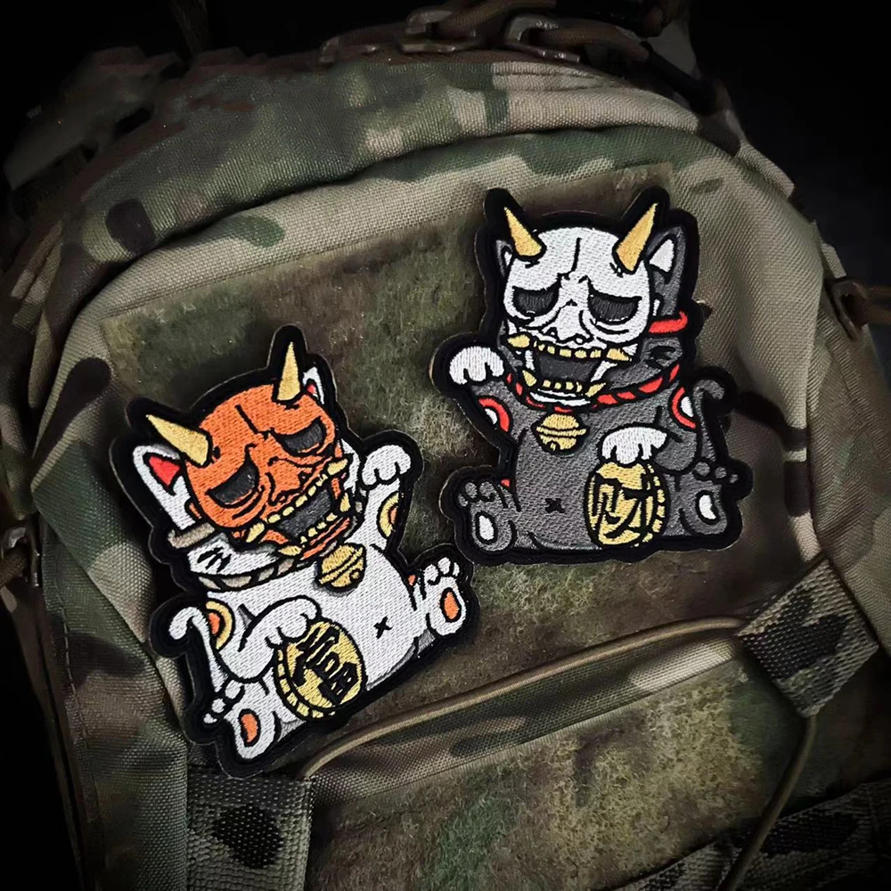Prajna parche bordado gato riqueza – insignia táctica mochila