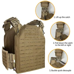 Chaleco táctico modular MOLLE con corte láser y cierre rápido