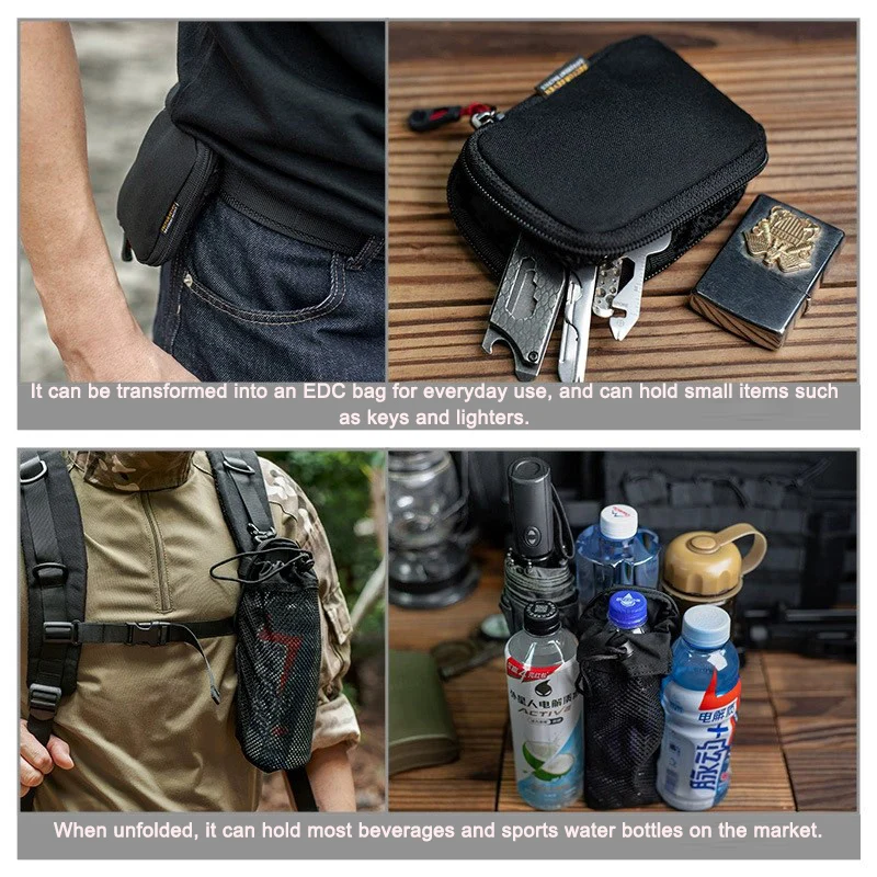 Bolsa táctica MOLLE para botella de agua, funda plegable malla - imagen 4