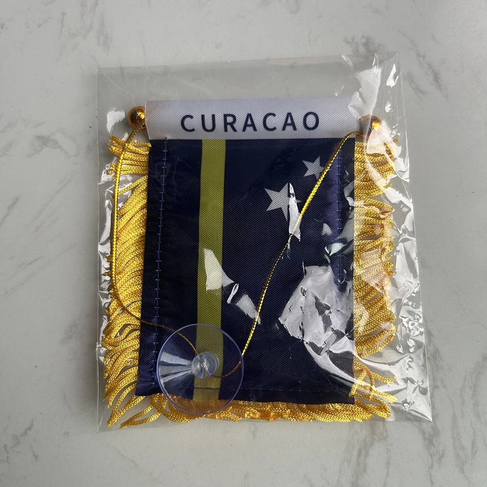 Bandera coche Curazao para ventana, poliéster doble cara impresa - imagen 4