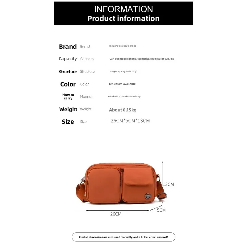 Bolso bandolera táctico multibolsillos nailon ligero