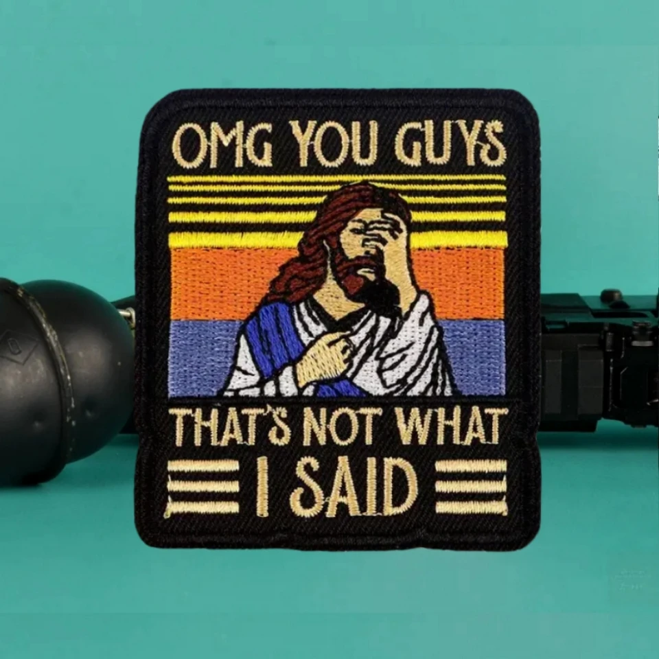 Parche moral bordado Jesús Omg You Guys – Velcro táctico - imagen 5