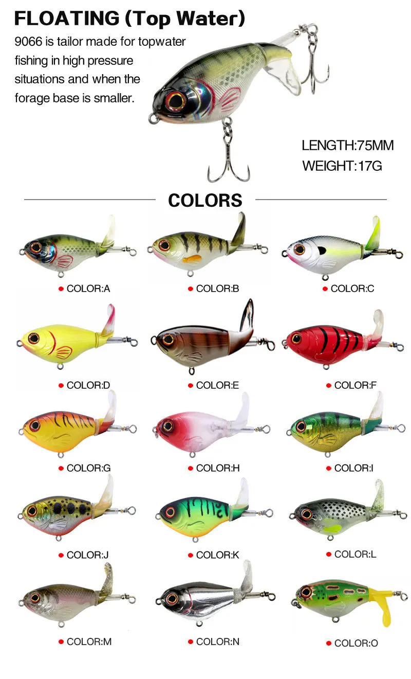 Variedad de colores disponibles del Whopper Popper