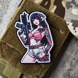 Parche moral de velcro chica táctica anime para mochila y chaleco