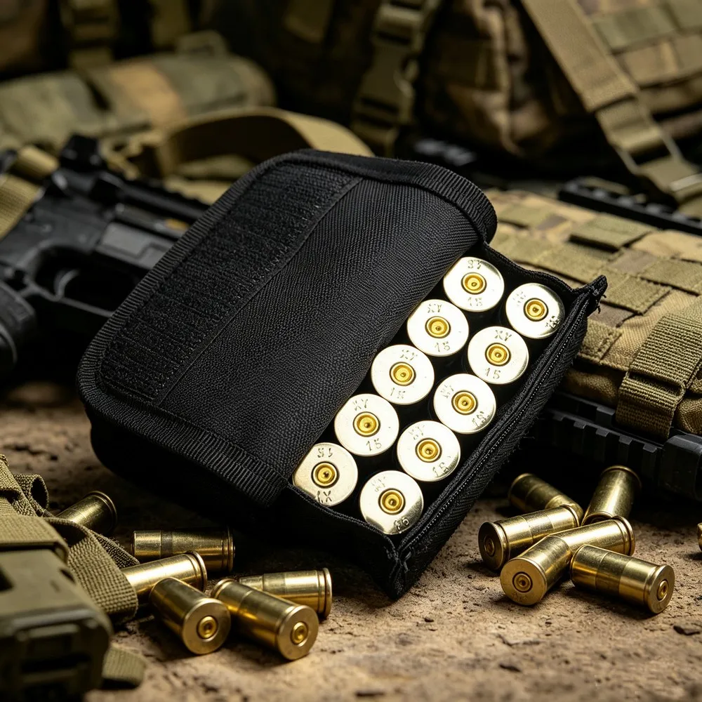 Porta cartuchos táctico MOLLE redondo para escopeta con velcro caza - imagen 4
