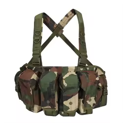 Chaleco tactico MOLLE camuflaje bosque con porta revistas AK
