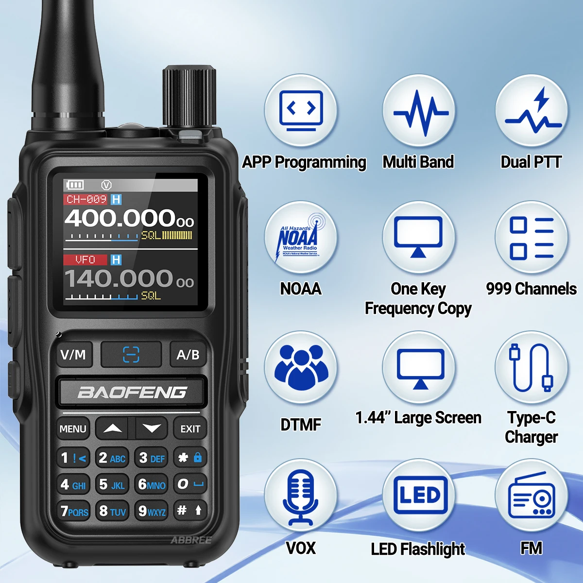 Baofeng walkie talkie mini Bluetooth con programación USB-C